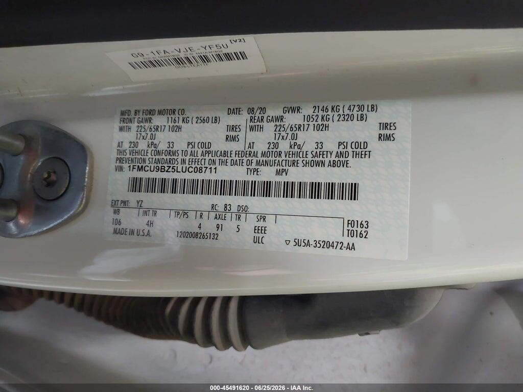 1FMCU9BZ5LUC08711 2020 FORD ESCAPE photo no. 9