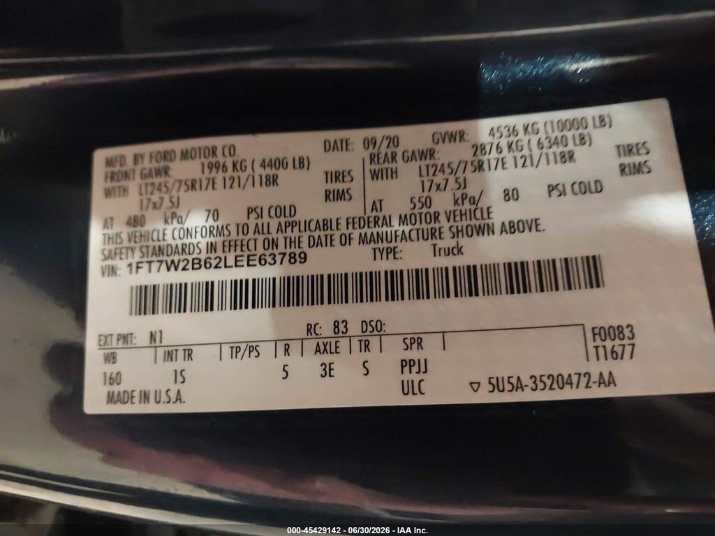 1FT7W2B62LEE63789 2020 FORD F-250 photo no. 9