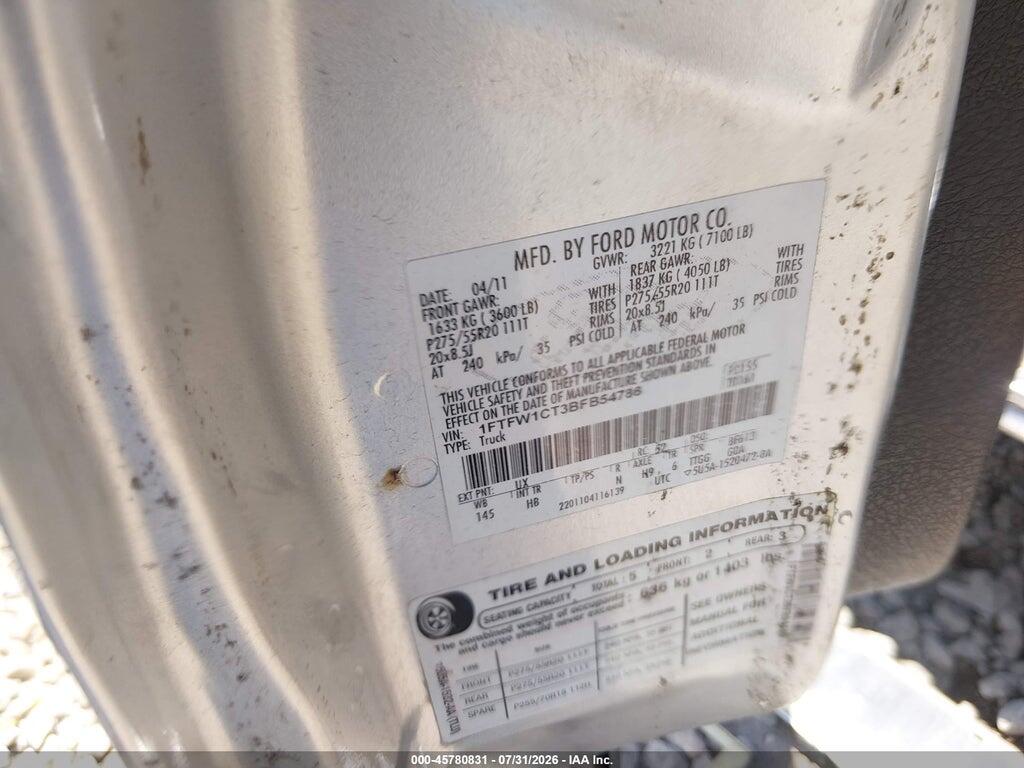 1FTFW1CT3BFB54786 2011 FORD F-150 photo no. 9