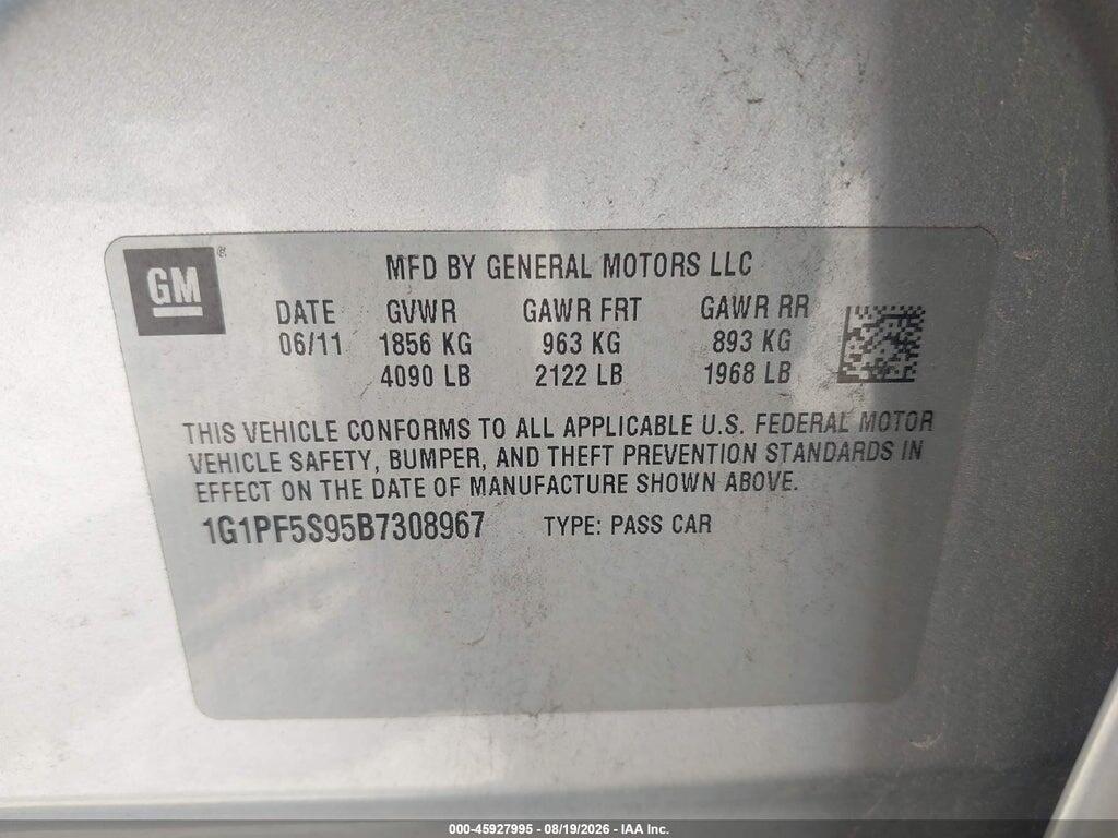 1G1PF5S95B7308967 2011 CHEVROLET CRUZE photo no. 9
