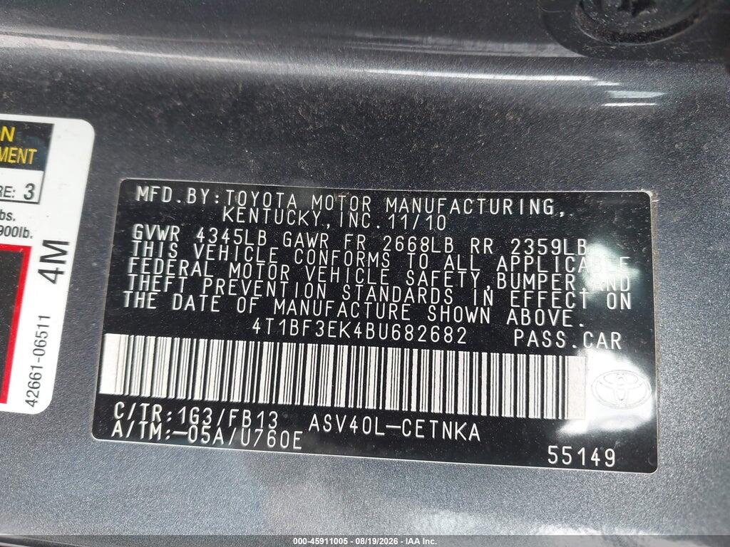 4T1BF3EK4BU682682 2011 TOYOTA CAMRY photo no. 9