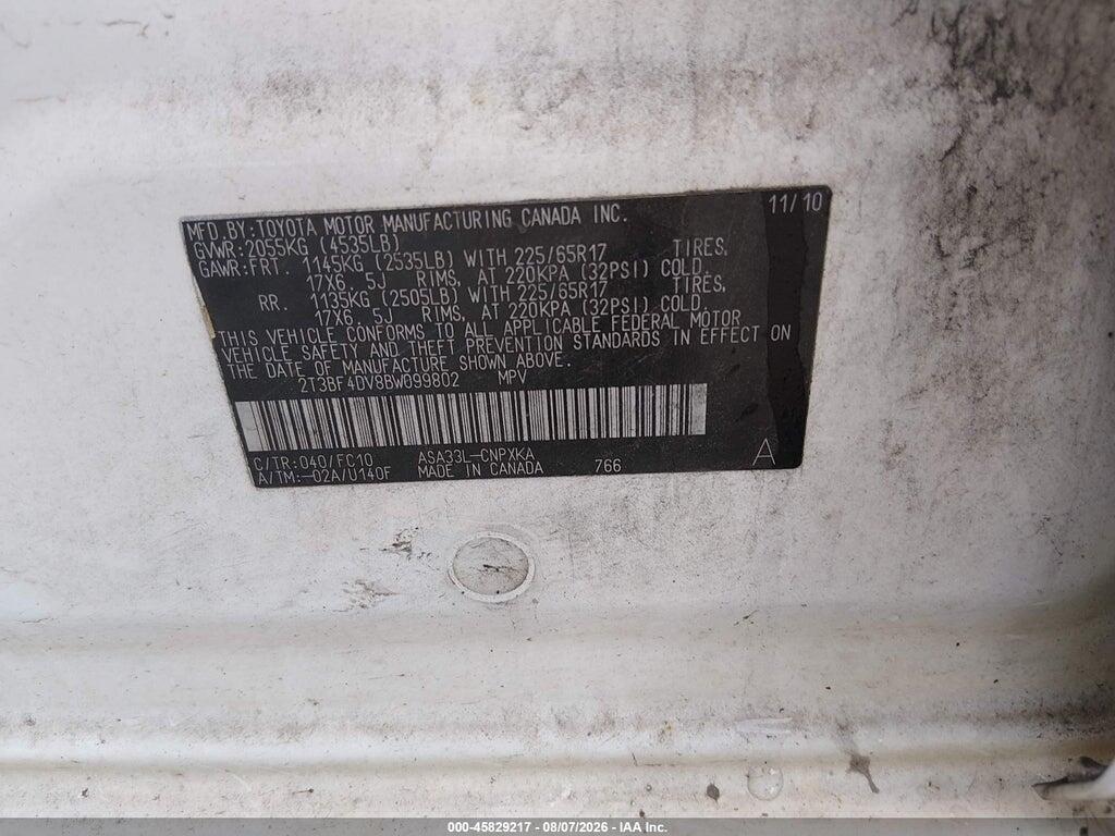 2T3BF4DV8BW099802 2011 TOYOTA RAV4 photo no. 9