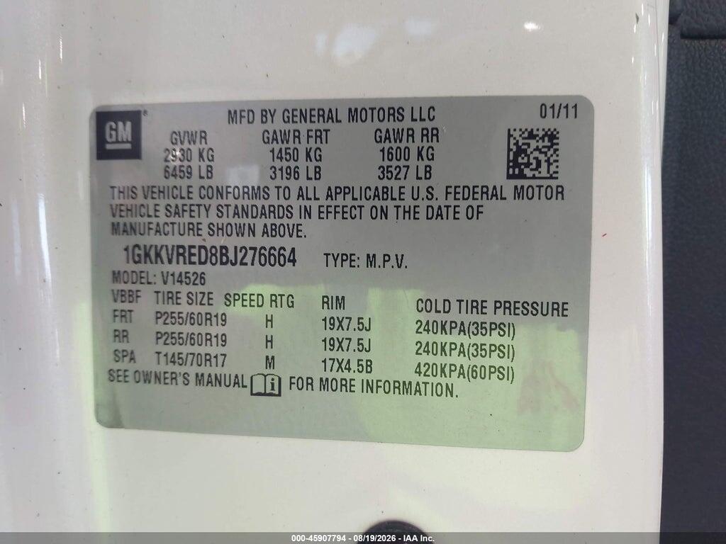 1GKKVRED8BJ276664 2011 GMC ACADIA photo no. 9