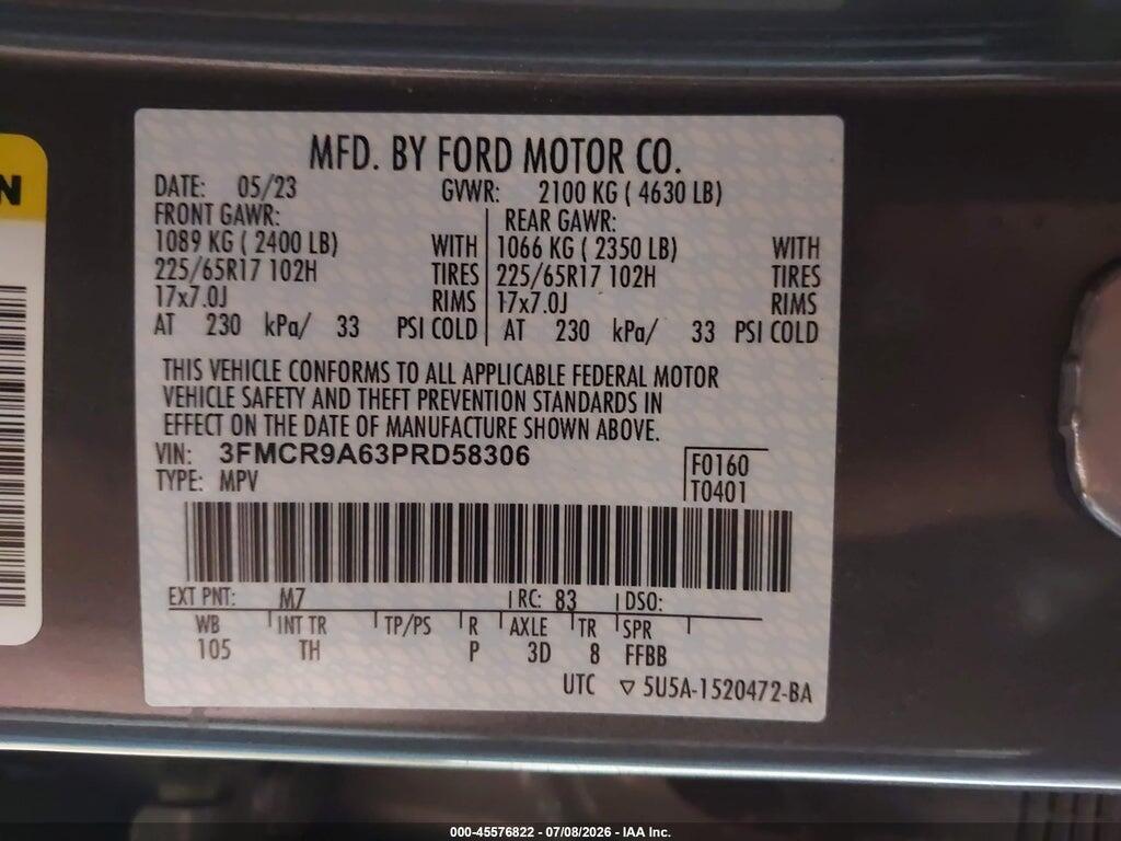 3FMCR9A63PRD58306 2023 FORD BRONCO SPORT photo no. 9