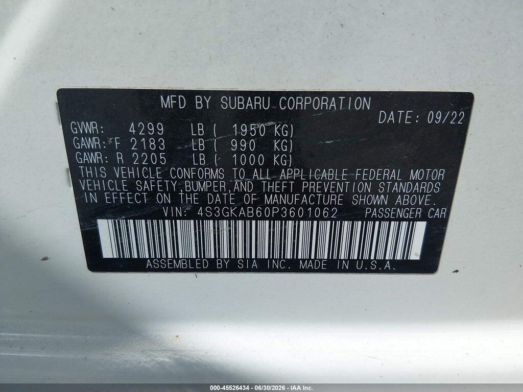 4S3GKAB60P3601062 2023 SUBARU IMPREZA photo no. 9