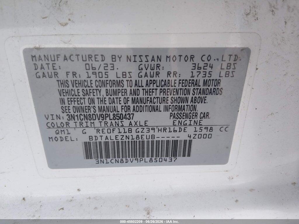 3N1CN8DV9PL850437 2023 NISSAN VERSA photo no. 9