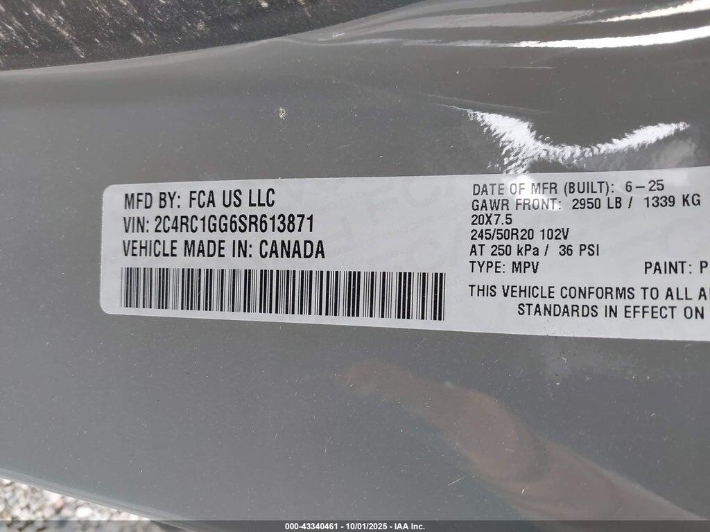 2C4RC1GG6SR613871 2025 CHRYSLER PACIFICA photo no. 9