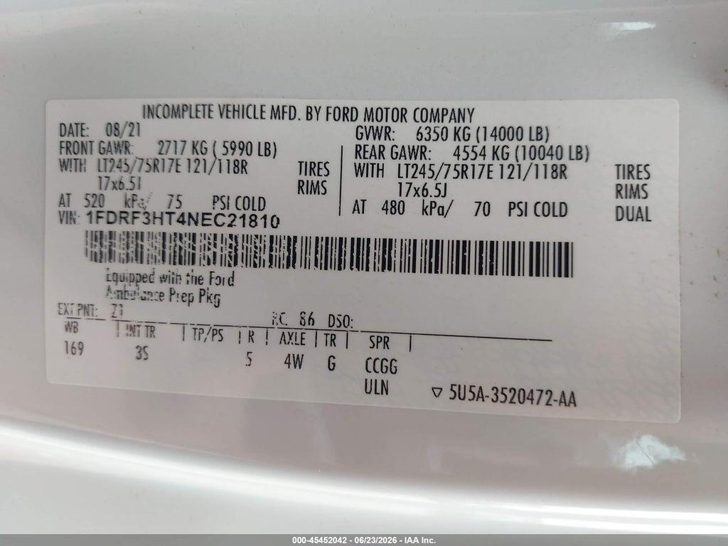 1FDRF3HT4NEC21810 2022 FORD F-350 CHASSIS photo no. 9