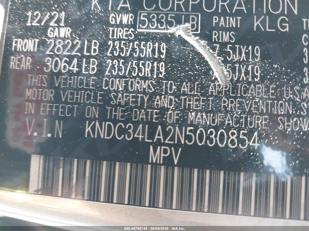 KNDC34LA2N5030854 2022 KIA EV6 photo no. 9