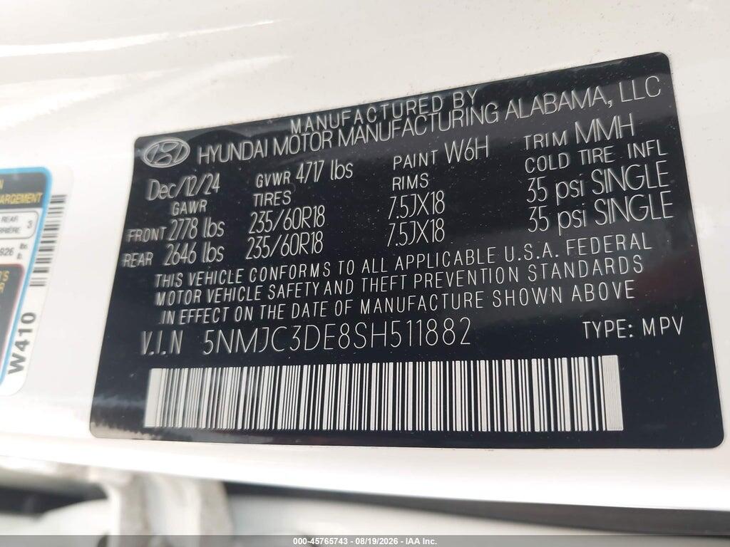 5NMJC3DE8SH511882 2025 HYUNDAI TUCSON photo no. 9