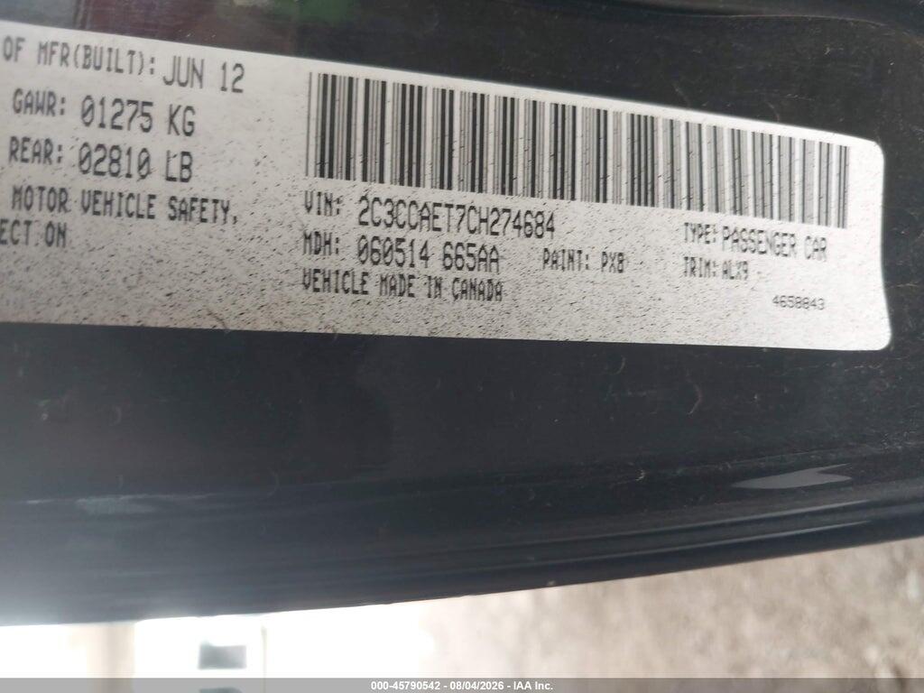 2C3CCAET7CH274684 2012 CHRYSLER 300C photo no. 9
