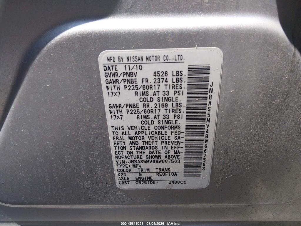 JN8AS5MV4BW667563 2011 NISSAN ROGUE photo no. 9