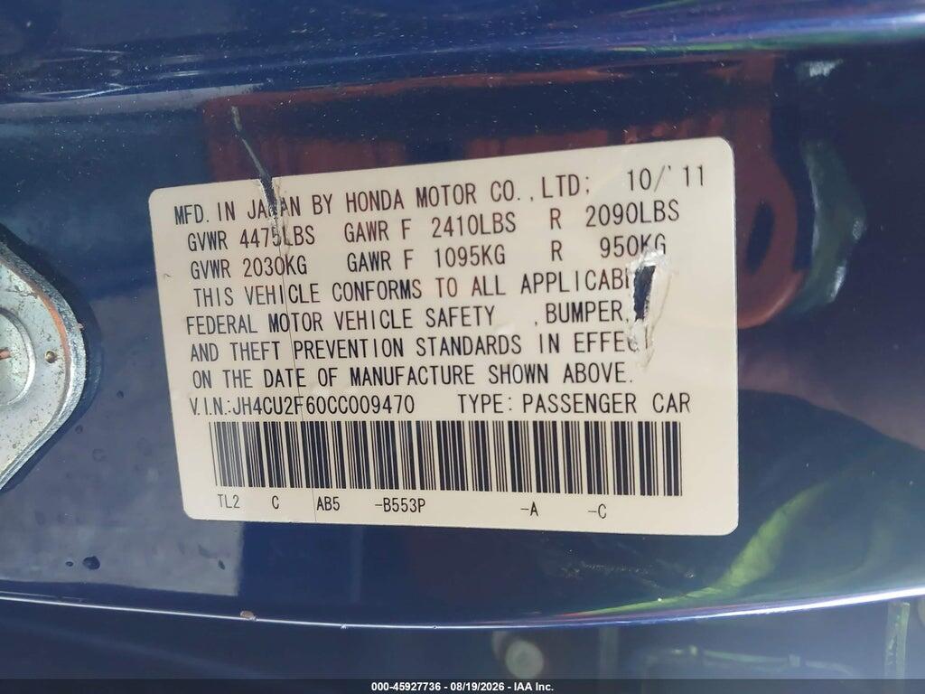 JH4CU2F60CC009470 2012 ACURA TSX photo no. 9