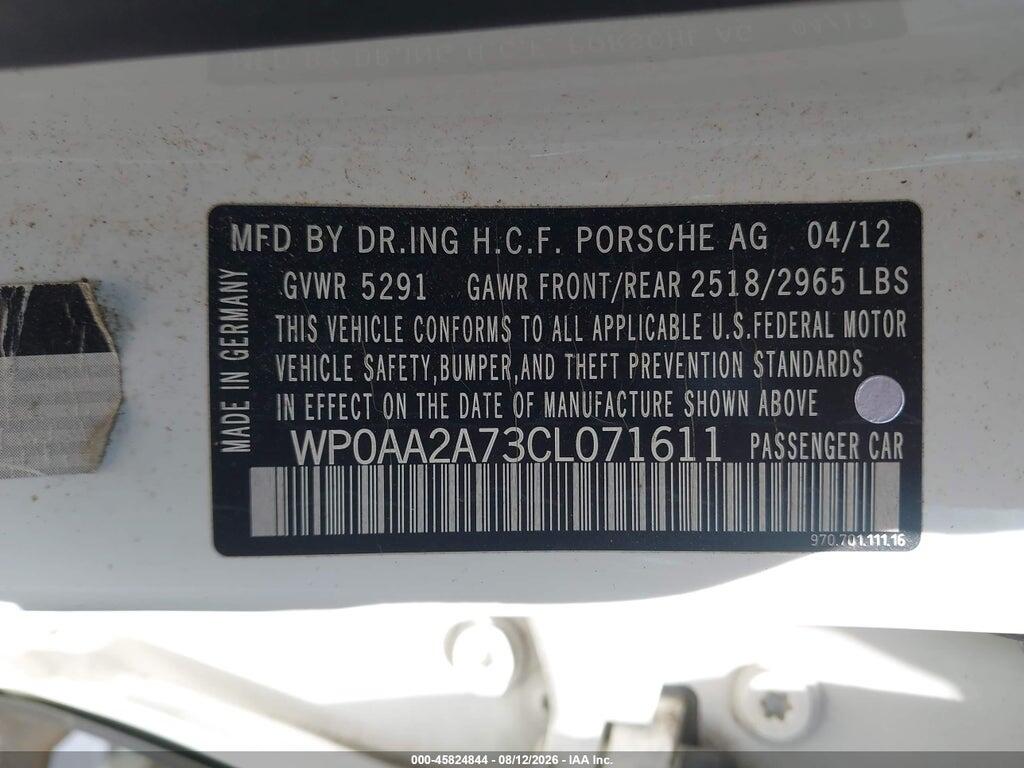 WP0AA2A73CL071611 2012 PORSCHE PANAMERA photo no. 9