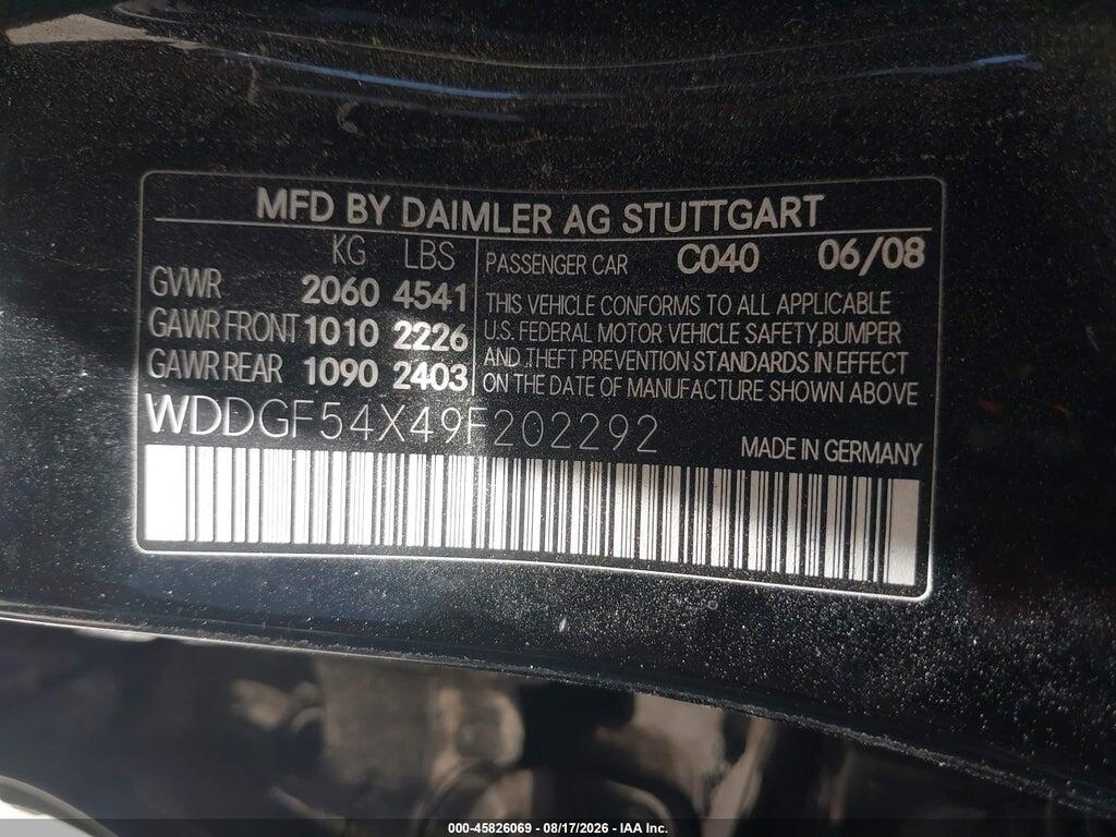 WDDGF54X49F202292 2009 MERCEDES-BENZ C 300 photo no. 9