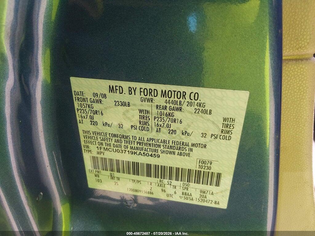 1FMCU03719KA50459 2009 FORD ESCAPE photo no. 9