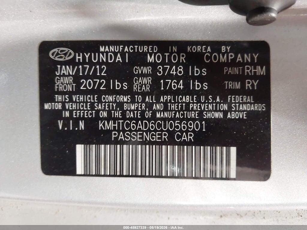 KMHTC6AD6CU056901 2012 HYUNDAI VELOSTER photo no. 9