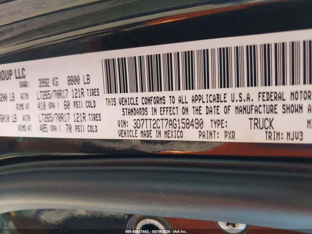 3D7TT2CT7AG158490 2010 DODGE RAM 2500 photo no. 9