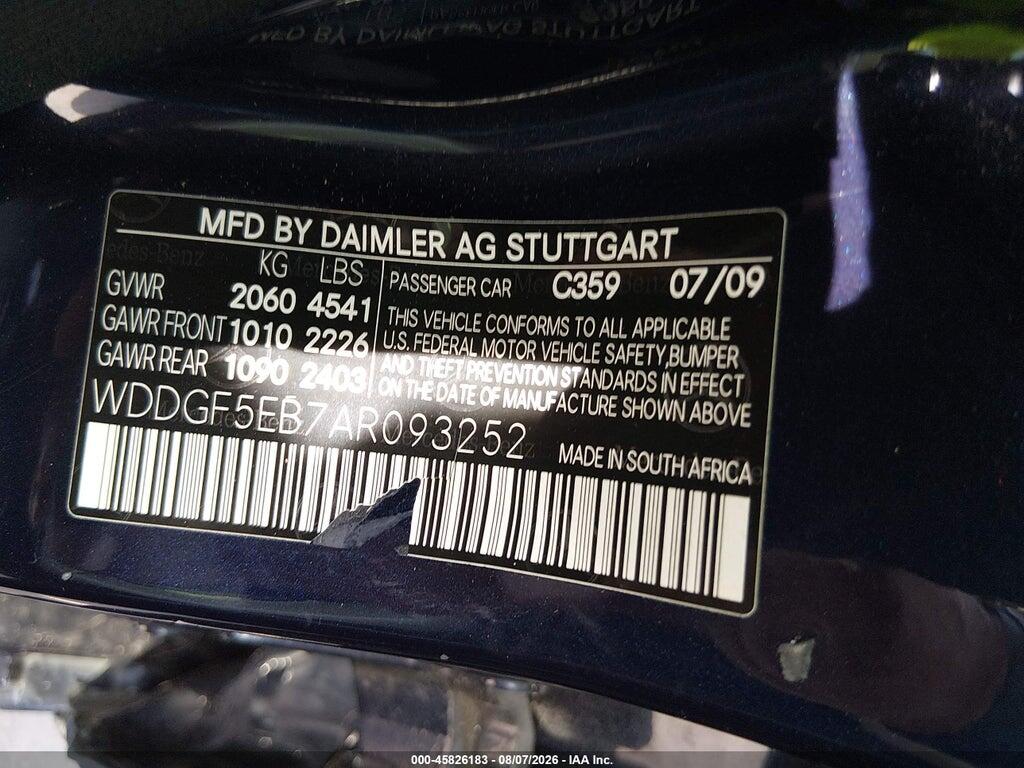 WDDGF5EB7AR093252 2010 MERCEDES-BENZ C 300 photo no. 9