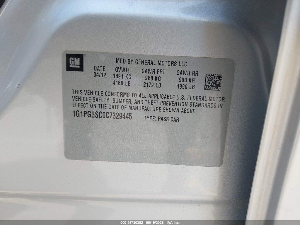 1G1PG5SC0C7329445 2012 CHEVROLET CRUZE photo no. 9