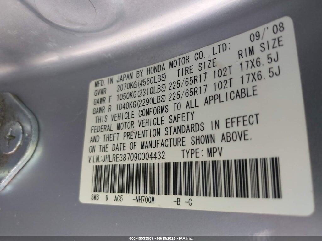 JHLRE38709C004432 2009 HONDA CR-V photo no. 9