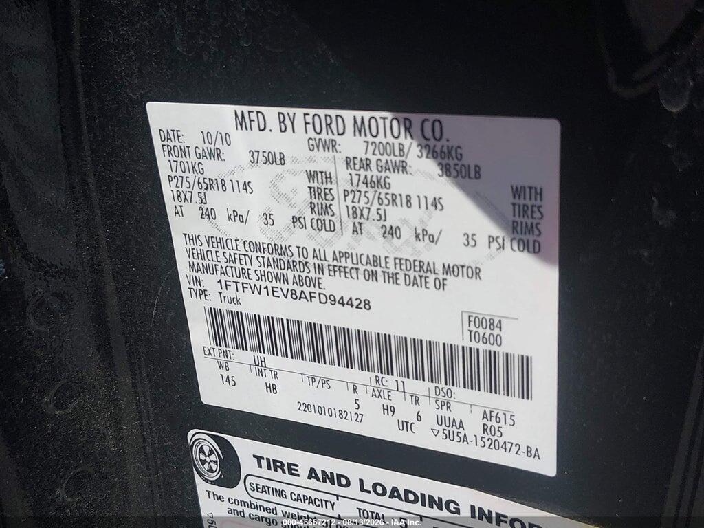 1FTFW1EV8AFD94428 2010 FORD F-150 photo no. 9