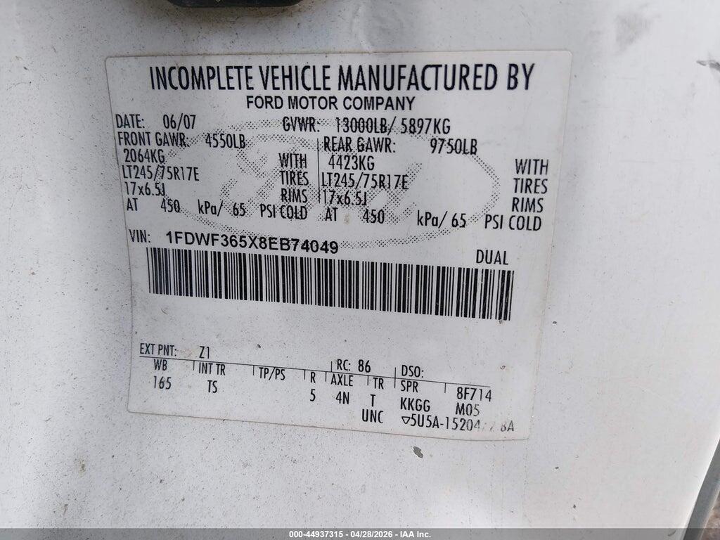 1FDWF365X8EB74049 2008 FORD F-350 CHASSIS photo no. 8