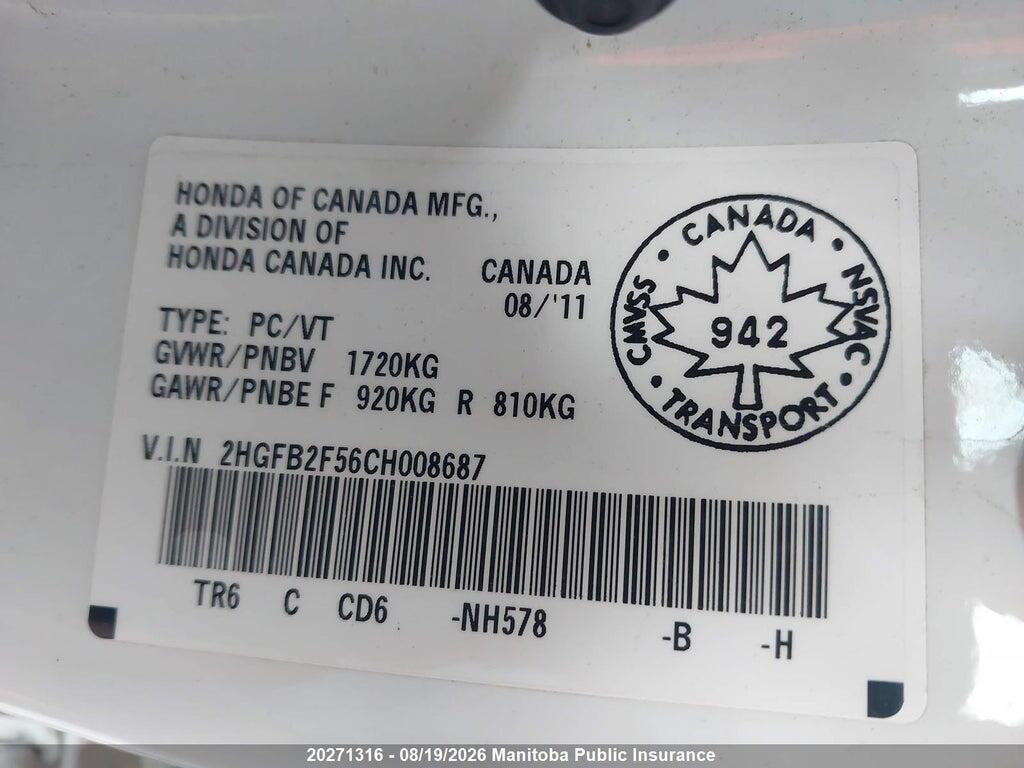 2HGFB2F56CH008687 2012 HONDA CIVIC photo no. 9