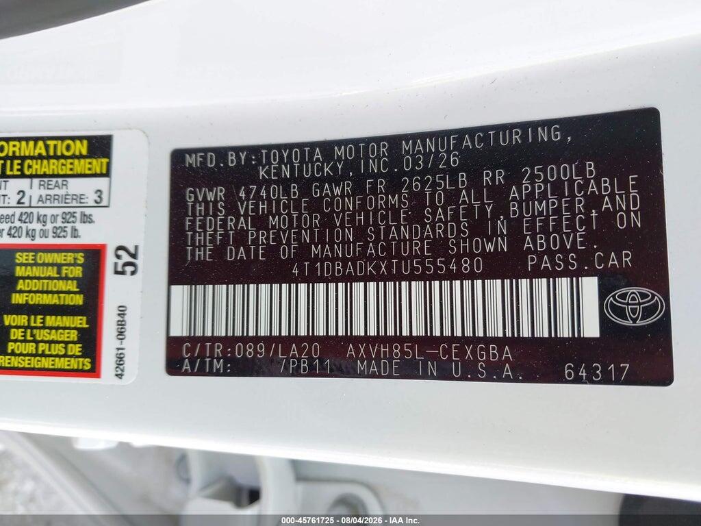 4T1DBADKXTU555480 2026 TOYOTA CAMRY photo no. 9