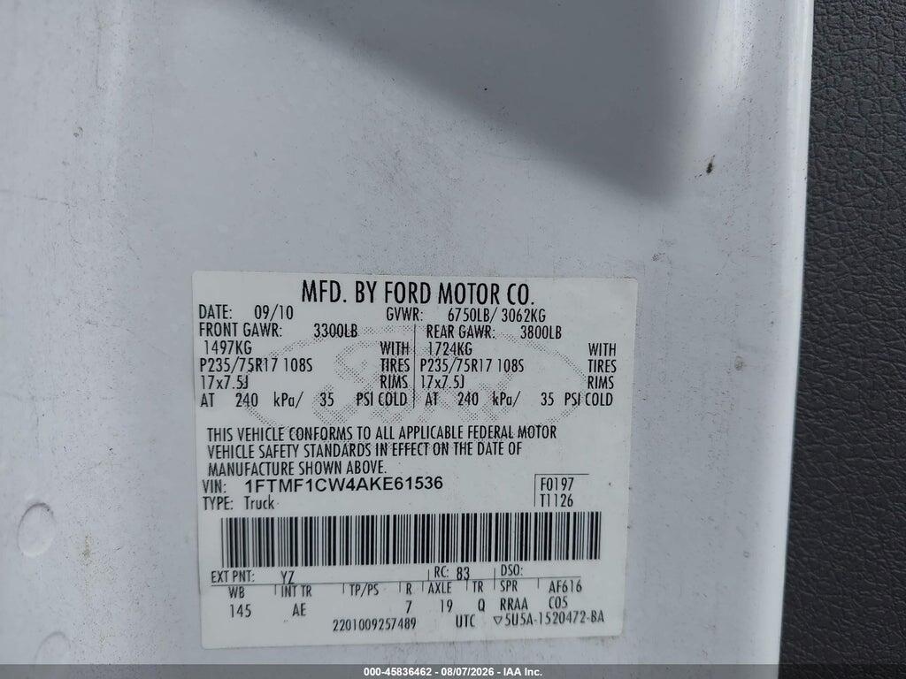1FTMF1CW4AKE61536 2010 FORD F-150 photo no. 9