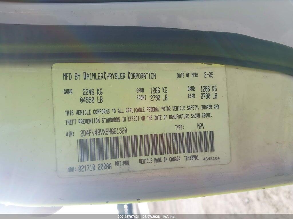 2D4FV48VX5H661320 2005 DODGE MAGNUM photo no. 9