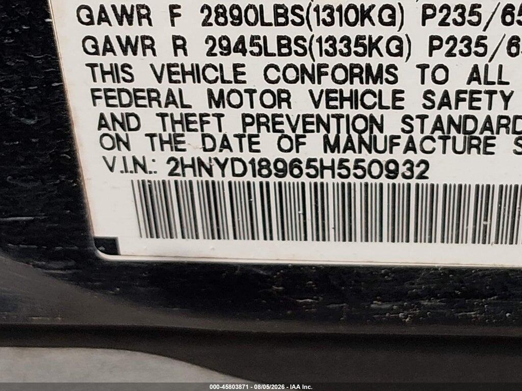 2HNYD18965H550932 2005 ACURA MDX photo no. 9