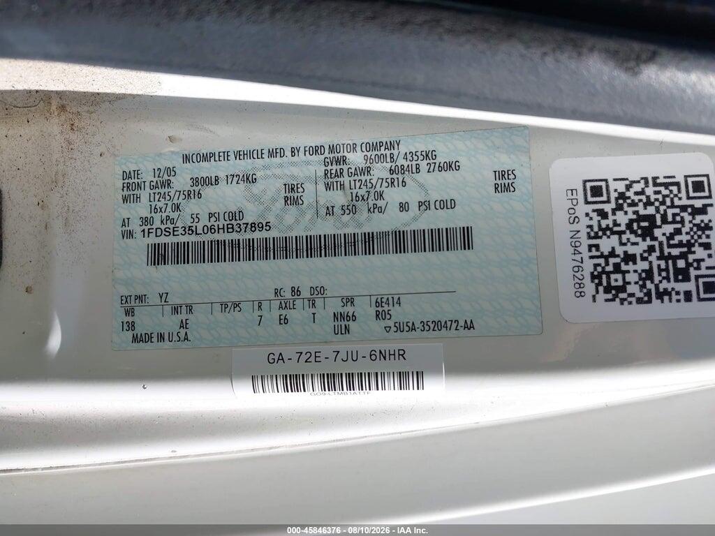 1FDSE35L06HB37895 2006 FORD E-350 CUTAWAY photo no. 9