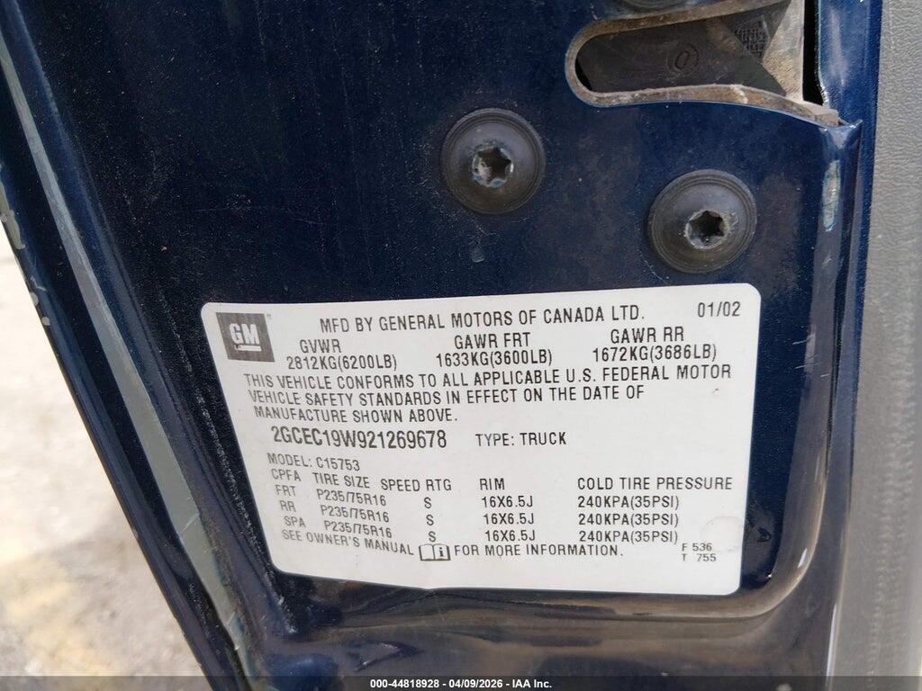 2GCEC19W921269678 2002 CHEVROLET SILVERADO 1500 photo no. 9