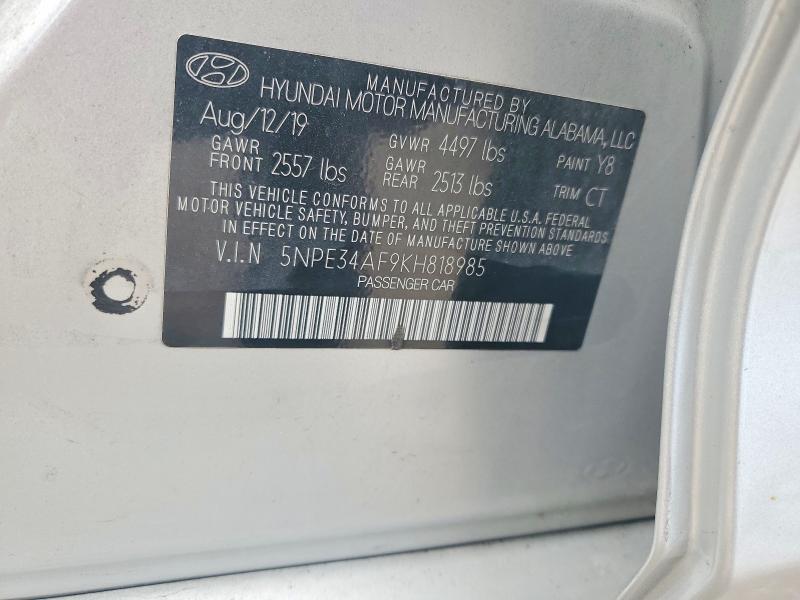 5NPE34AF9KH818985 2019 HYUNDAI SONATA photo no. 12