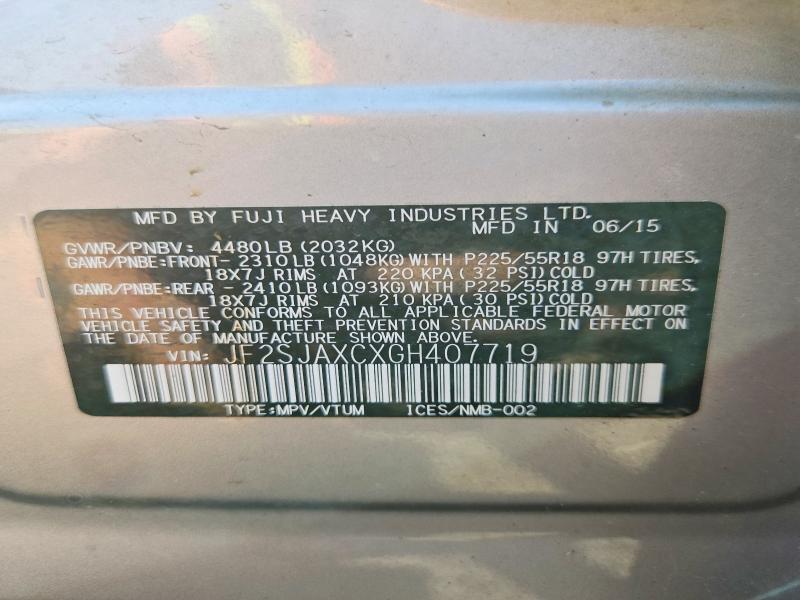 2016 SUBARU FORESTER 2.5I TOURING — Фото 13 из 13