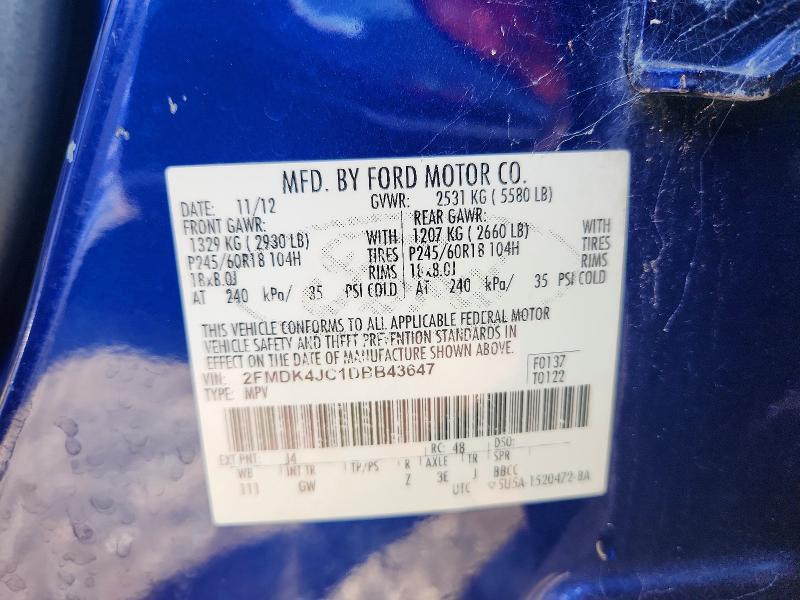 2FMDK4JC1DBB43647 2013 FORD EDGE photo no. 12