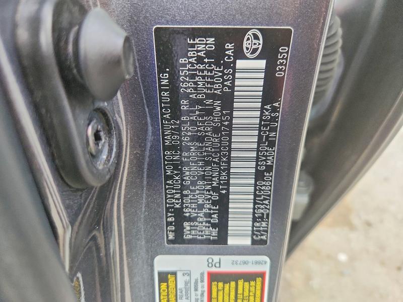 2012 TOYOTA CAMRY SE V6 — Фото 12 из 12