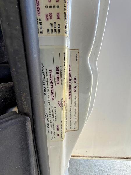 2002 FORD ECONOLINE E350 SUPER DUTY CUTAWAY VAN — Фото 10 из 14