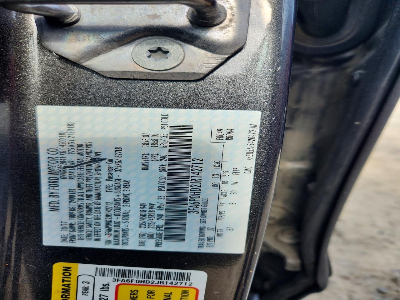 2018 FORD FUSION SE — Фото 12 из 12