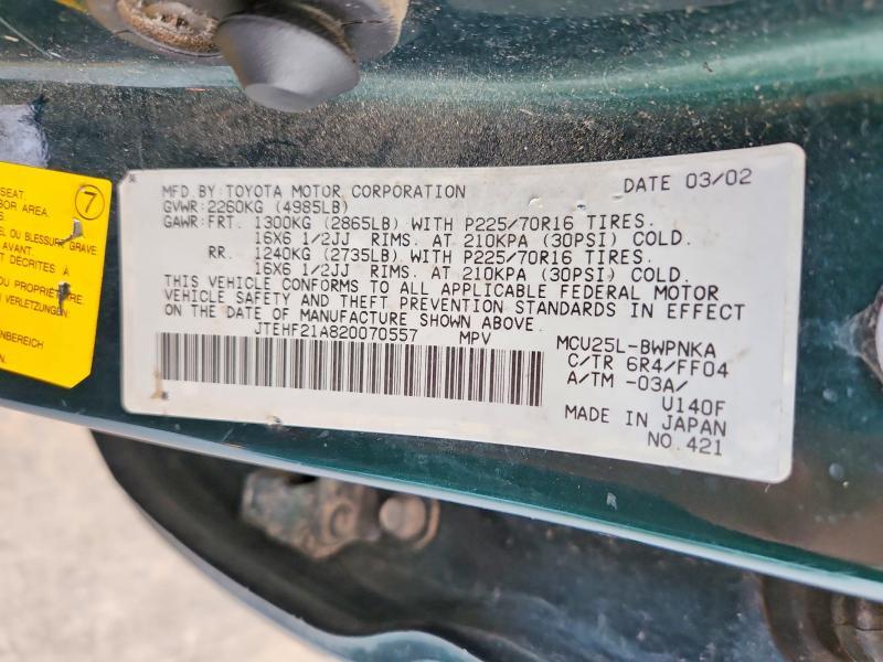 2002 TOYOTA HIGHLANDER LIMITED — Фото 13 из 13