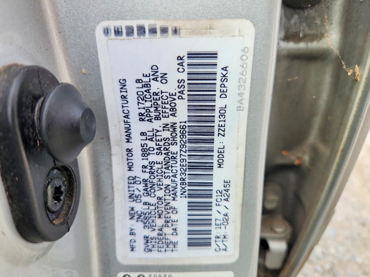 2007 TOYOTA COROLLA S — Фото 12 из 12