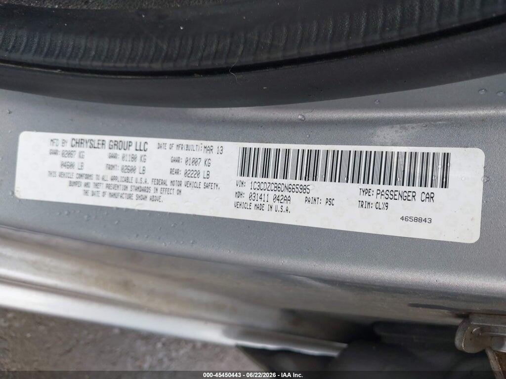 1C3CDZCB6DN665985 2013 DODGE AVENGER photo no. 9