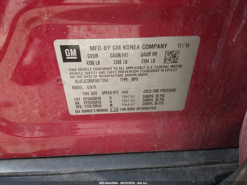 KL4CJCSB0FB077954 2015 BUICK ENCORE photo no. 9