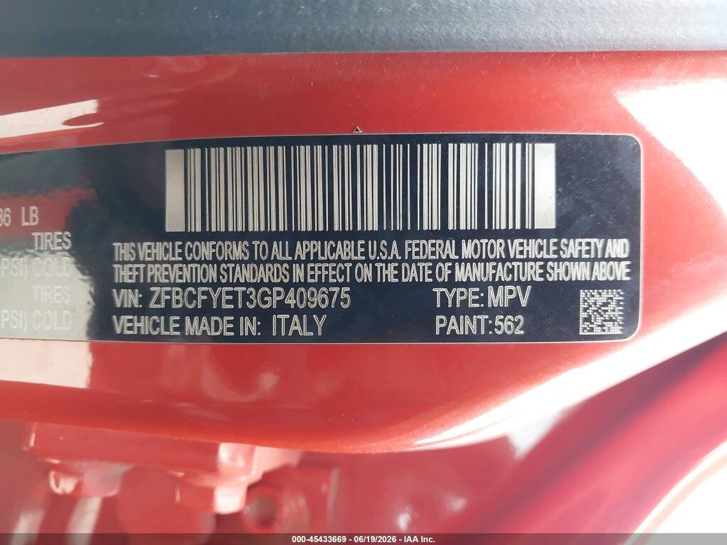 ZFBCFYET3GP409675 2016 FIAT 500X photo no. 9