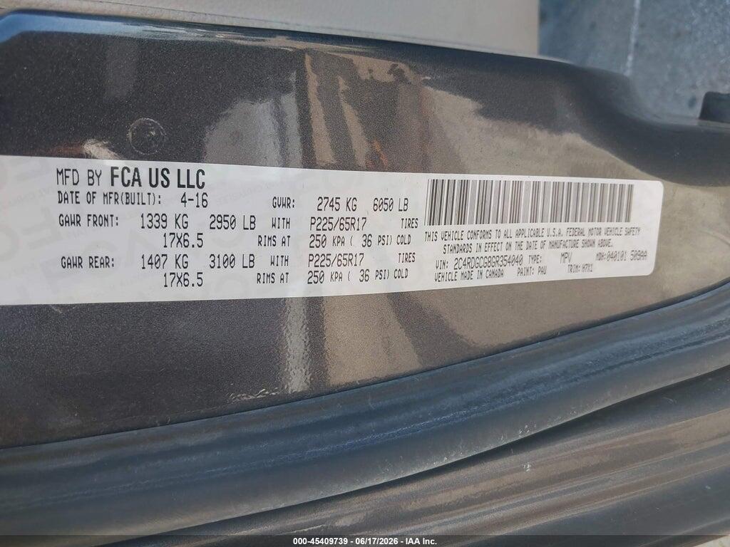 2C4RDGCG8GR354040 2016 DODGE GRAND CARAVAN photo no. 9