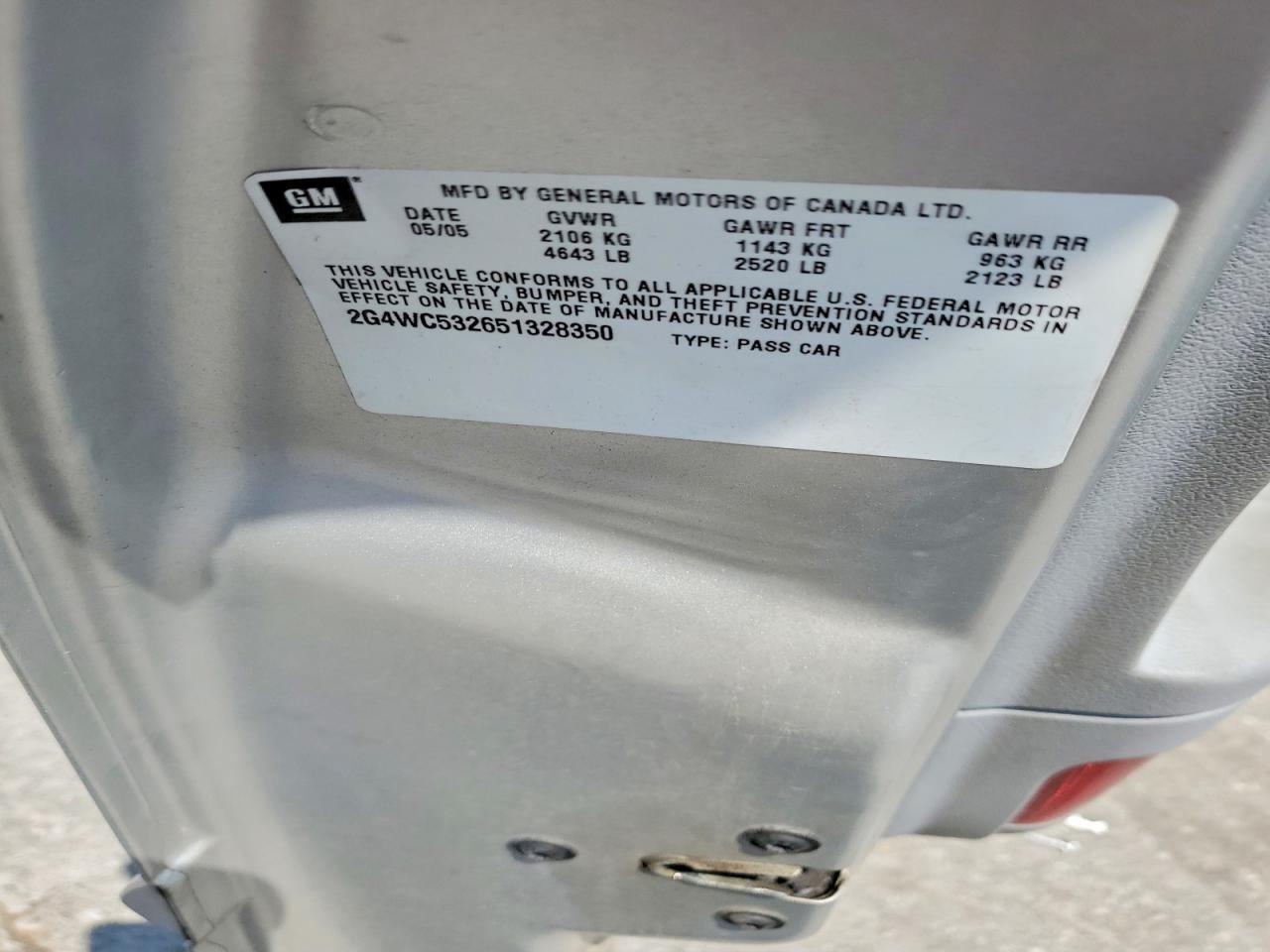2G4WC532651328350 2005 BUICK LACROSSE photo no. 12