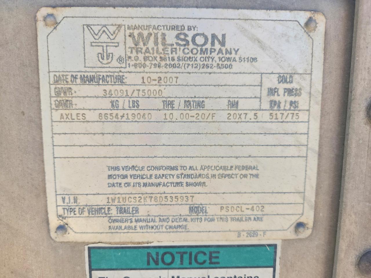 2008 WILSON PSDCL-402 LIVESTOCK TRAILER — Фото 9 из 9