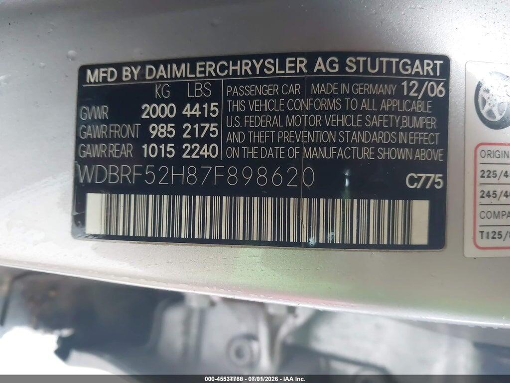 WDBRF52H87F898620 2007 MERCEDES-BENZ C 230 photo no. 9