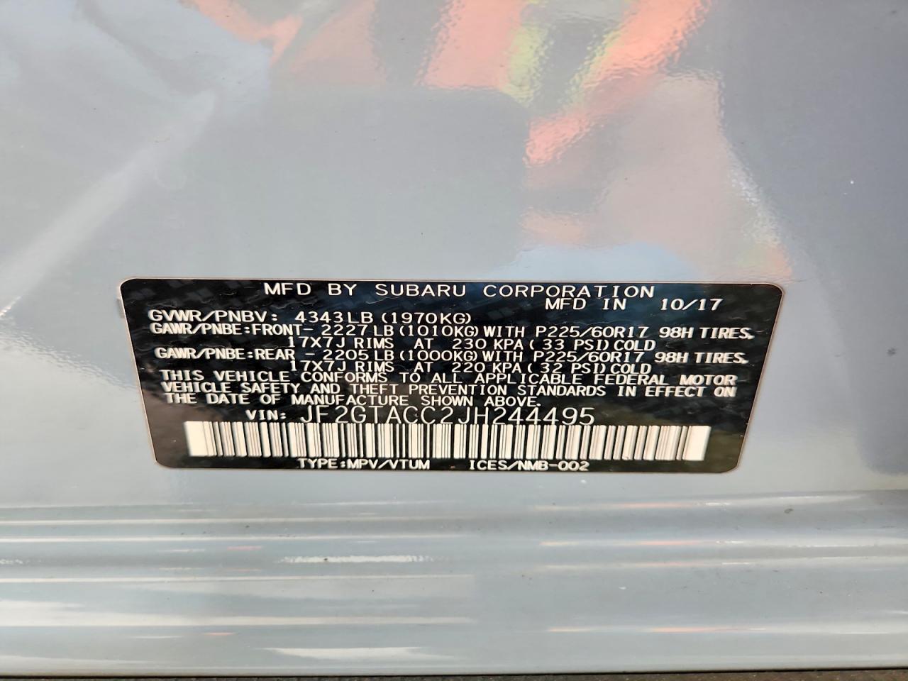 2018 SUBARU CROSSTREK PREMIUM — Фото 14 из 14